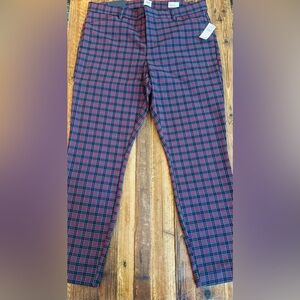 Gap signature skinny ankle pants size 14 red and blue plaid BRAND NEW